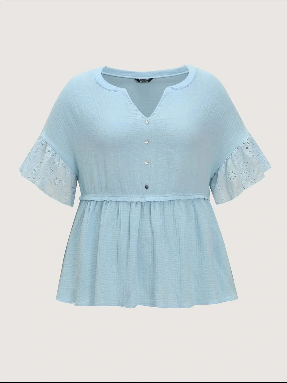 BloomChic Blue Ruffle-Sleeve Peplum Babydoll Top size 2X (18-20)